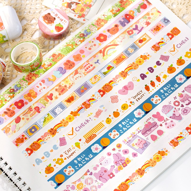 STI37 Cuộn washi tape băng dính washi size nhỏ 1.5cm dài 3m