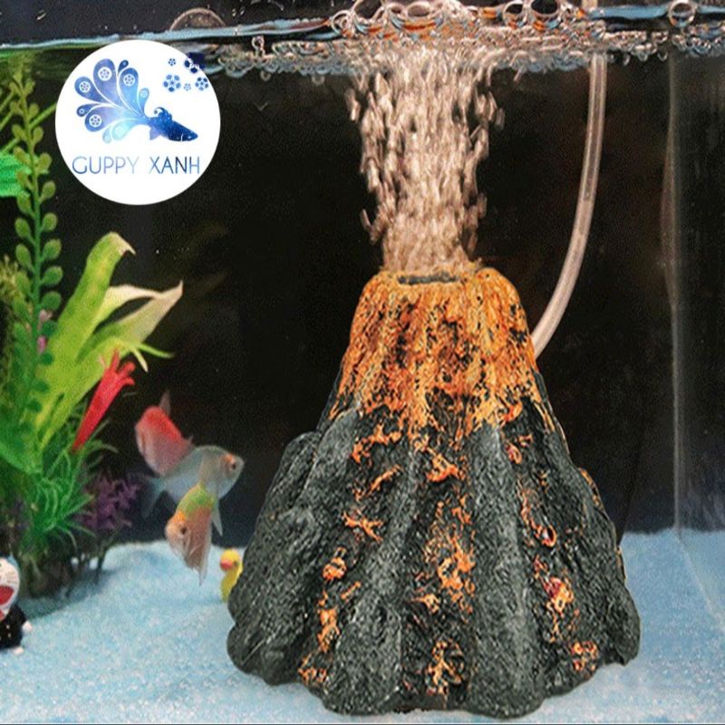 Đầu sủi oxy hình núi lửa, tạo oxy và trang trí hồ cá