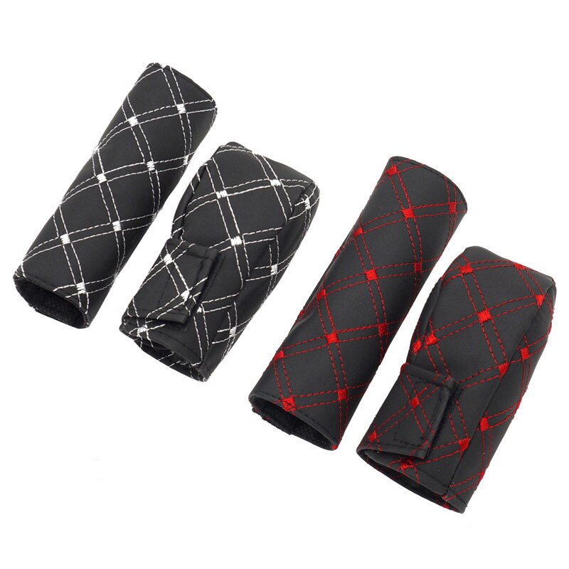 Set 2 Vỏ Bọc Phanh Tay + Cần Gạt Số Ô Tô Bằng Da Sợi Nhỏ Thông Dụng Chất Lượng Cao
