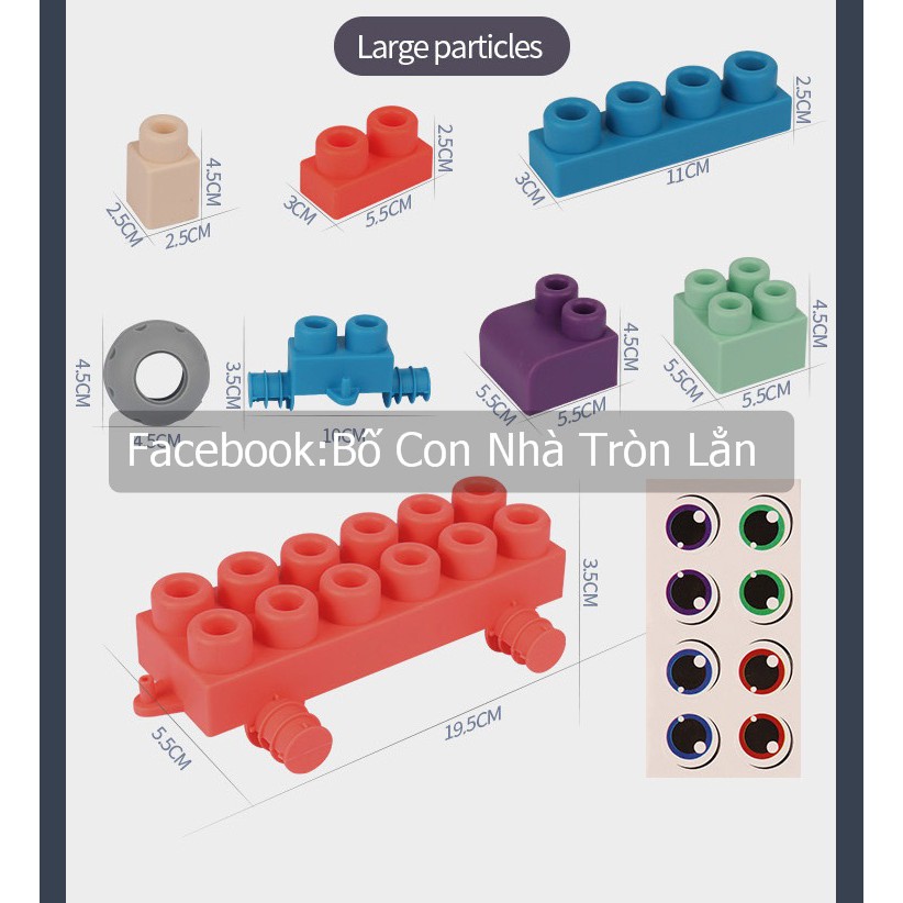 BỘ XẾP HÌNH DẺO - LEGO SILICON LOẠI TO - Lego silicon siêu dẻo bé 18 tháng