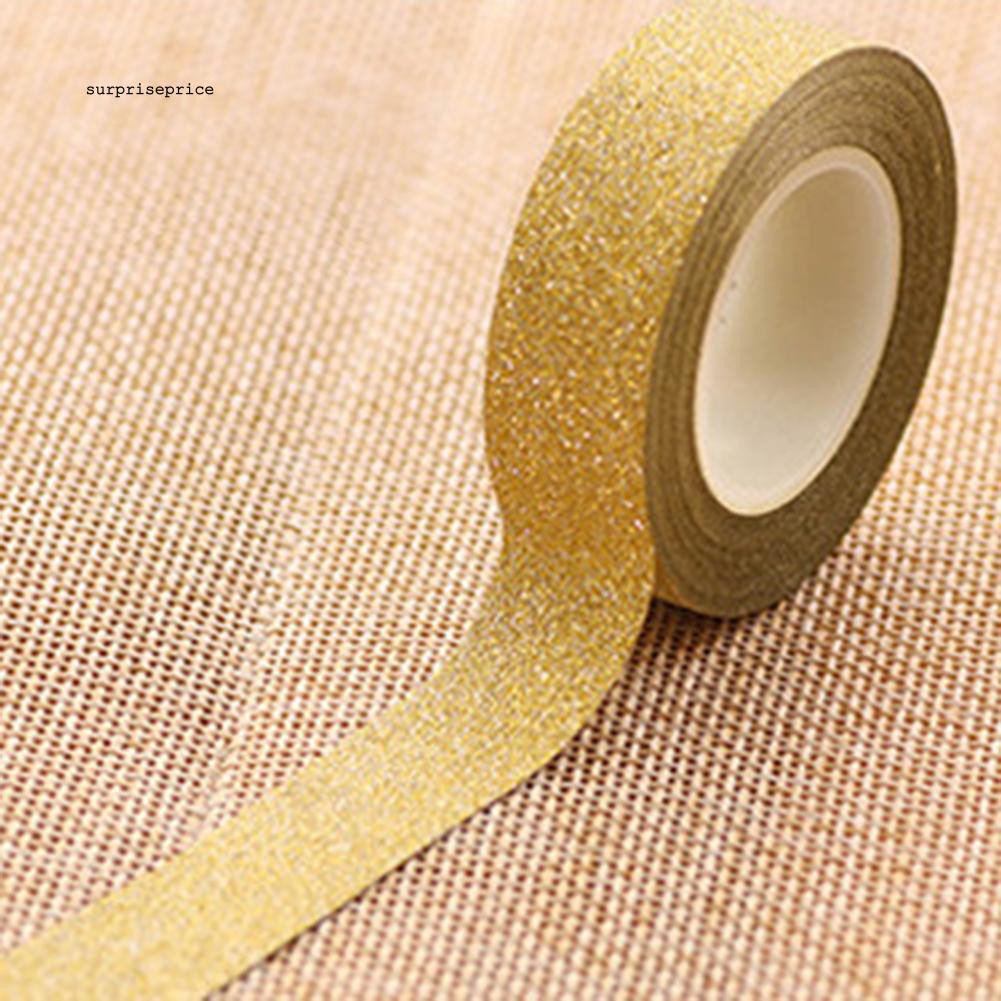 Cuộn giấy dán Washi đính kim tuyến dài 10m dùng để trang trí đa năng