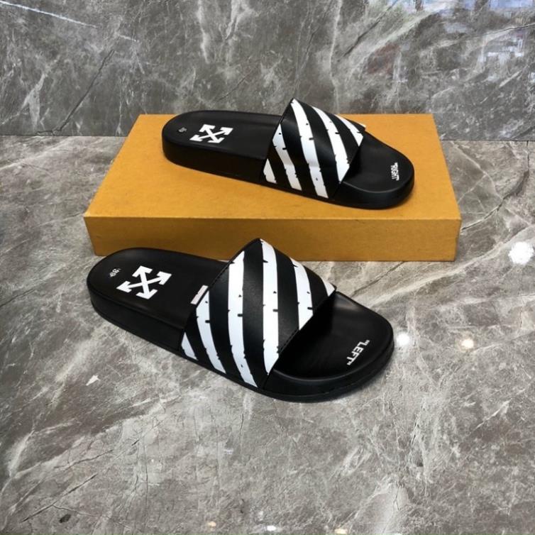 Dép nam nữ cao cấp off white quai da siêu nét, dép boy phố thời trang 2023