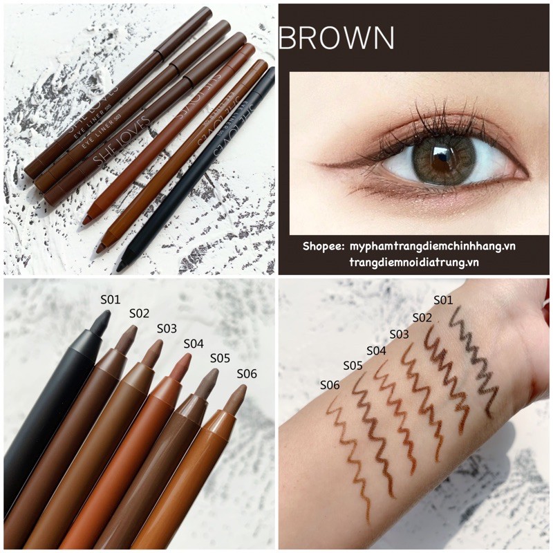 Chì Gel Kẻ Mắt Sáp Màu Nâu Mật Ong Chống Thấm Nước Waterproof Eyeliner