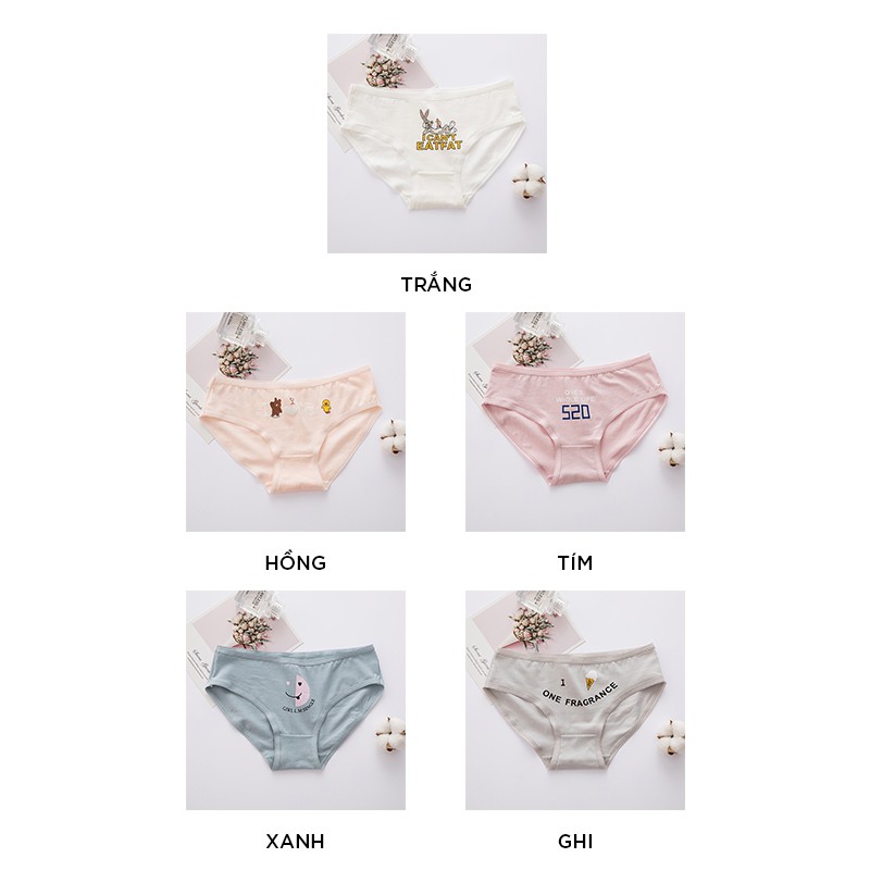 Quần lót nữ cotton cao cấp co giãn kháng khuẩn in hình đáng yêu dễ thương QL38 | BigBuy360 - bigbuy360.vn
