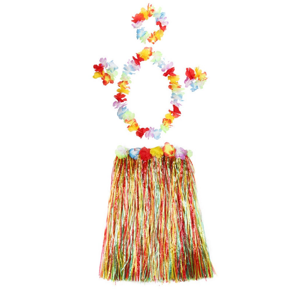 Bộ Vòng Hoa Và Chân Váy Tua Rua Phong Cách Hawaii Cho Bé