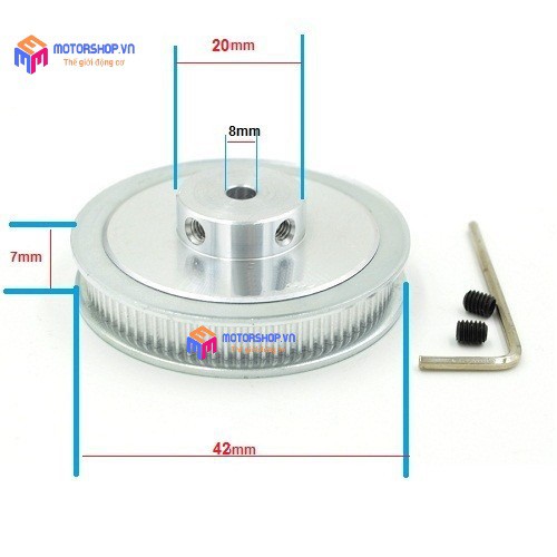 MTS Puly Bánh Răng Nhôm 60 Răng-2GT-Các Loại Trục