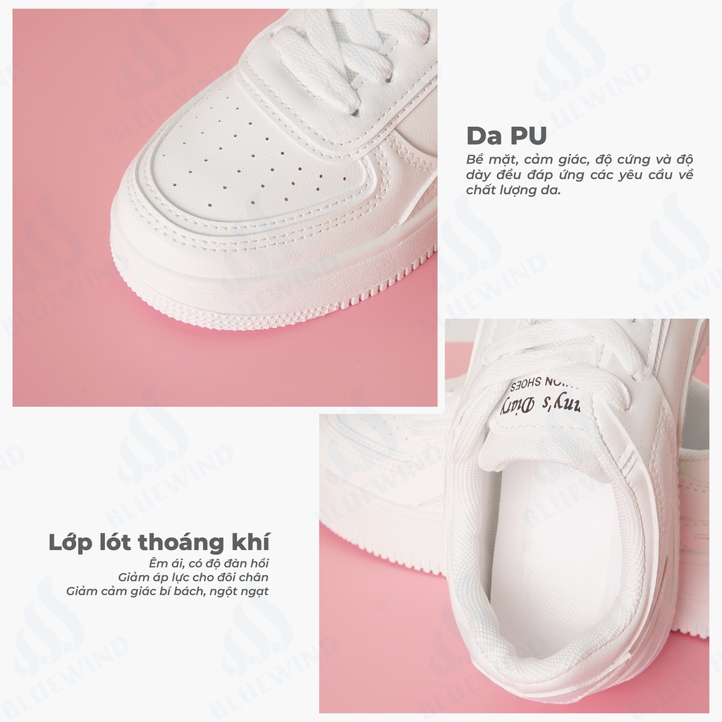 Giày Sneaker Nữ Đế Bằng BLUEWIND Chất Liệu Da Pu Cao Cấp Lỗ Thoáng Khí 68792