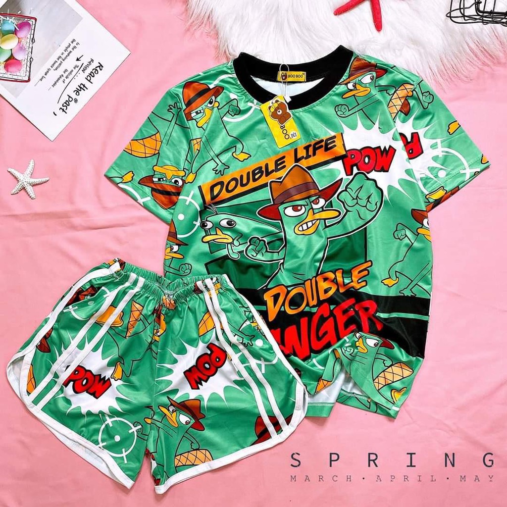 Bộ Ngủ Pijama Thun Lạnh 3D Cao Cấp Tay Ngắn Quần Đùi Họa Tiết Hoạt Hình Dễ Thương P3