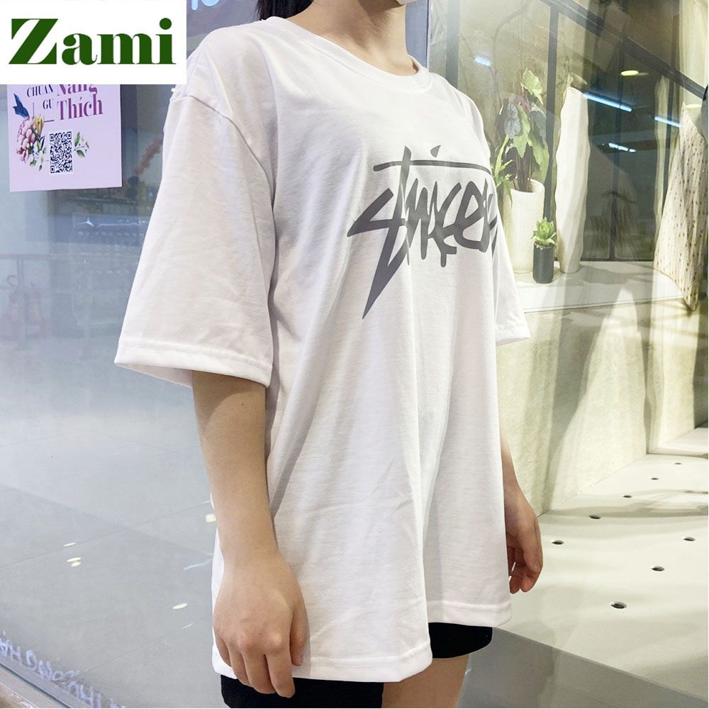 Áo Thun Form Rộng Unisex Nam Nữ Tay Lỡ In Chữ Phản Quang Cotton Oversize Giá Rẻ Chữ In Cá Tính ZT17 Zami | BigBuy360 - bigbuy360.vn