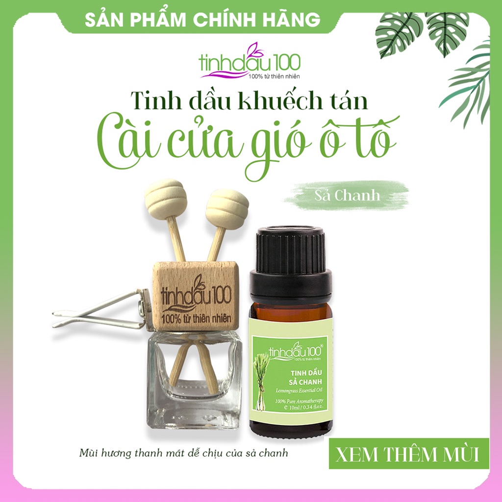 [9 mùi] Tinh dầu xe ô tô cài cửa gió sả chanh, quế, bưởi khử mùi. Tinh dầu thơm xe hơi thư giãn Tinh Dầu 100 Shop