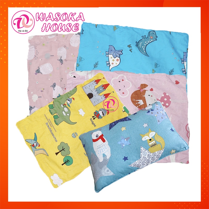 Vỏ gối nằm trẻ em 30x45cm, vải cotton satin hàn quốc mềm mát, thấm hút tốt, họa tiết đẹp, sắc sảo rất dễ thương