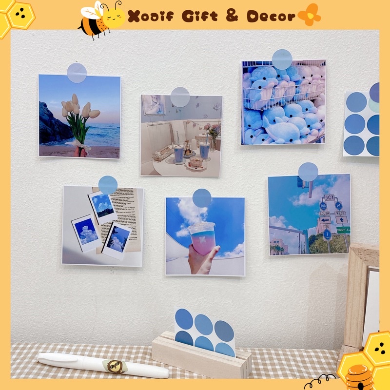 Set thiệp postcard MÀU XANH NƯỚC BIỂN BLUE có sẵn decor trang trí phòng cực xinh