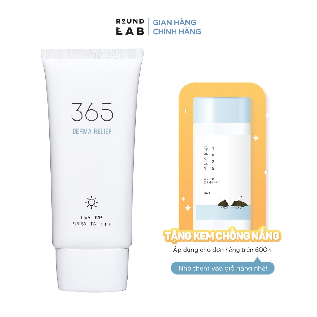 Kem chống nắng vật lý kiềm dầu dịu nhẹ Round Lab 365 Derma Relief Sun Cream SPF50+ PA++++ 50ml