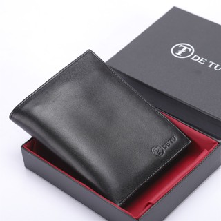 Ví Nam Da Bò DETU Dáng Đứng Thời Trang B3056 (Đen - Nâu Bò)