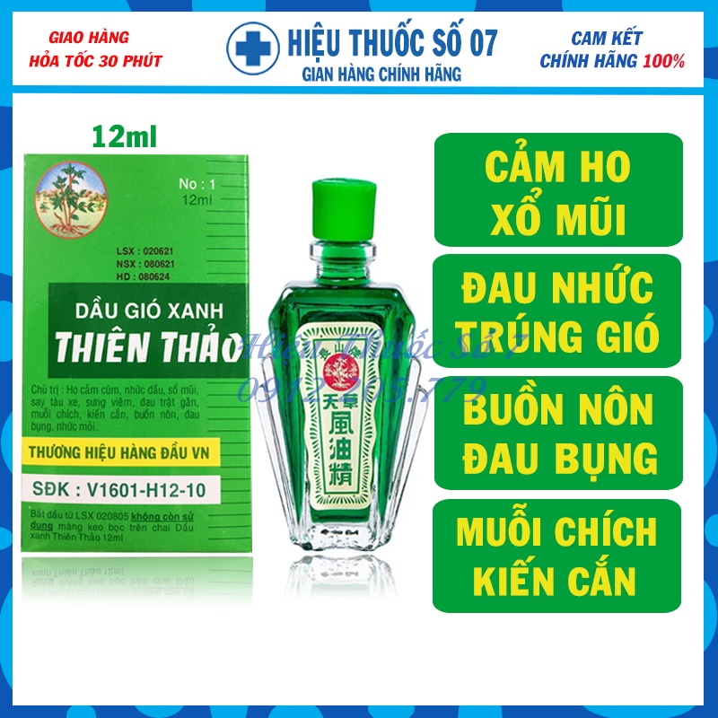 Dầu Gió Xanh Thiên Thảo 12ml (100% CHÍNH HÃNG có đầy đủ hóa đơn VAT)