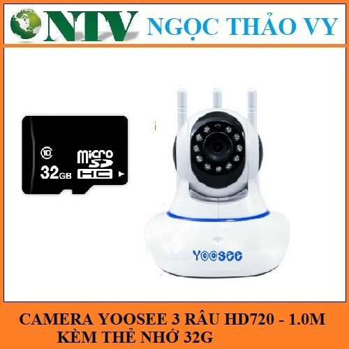 [Tặng kèm thẻ nhớ 32g] Camera Yoosee 3 râu HD1080 không cổng LAN - kèm thẻ nhớ chuyên dụng 32G