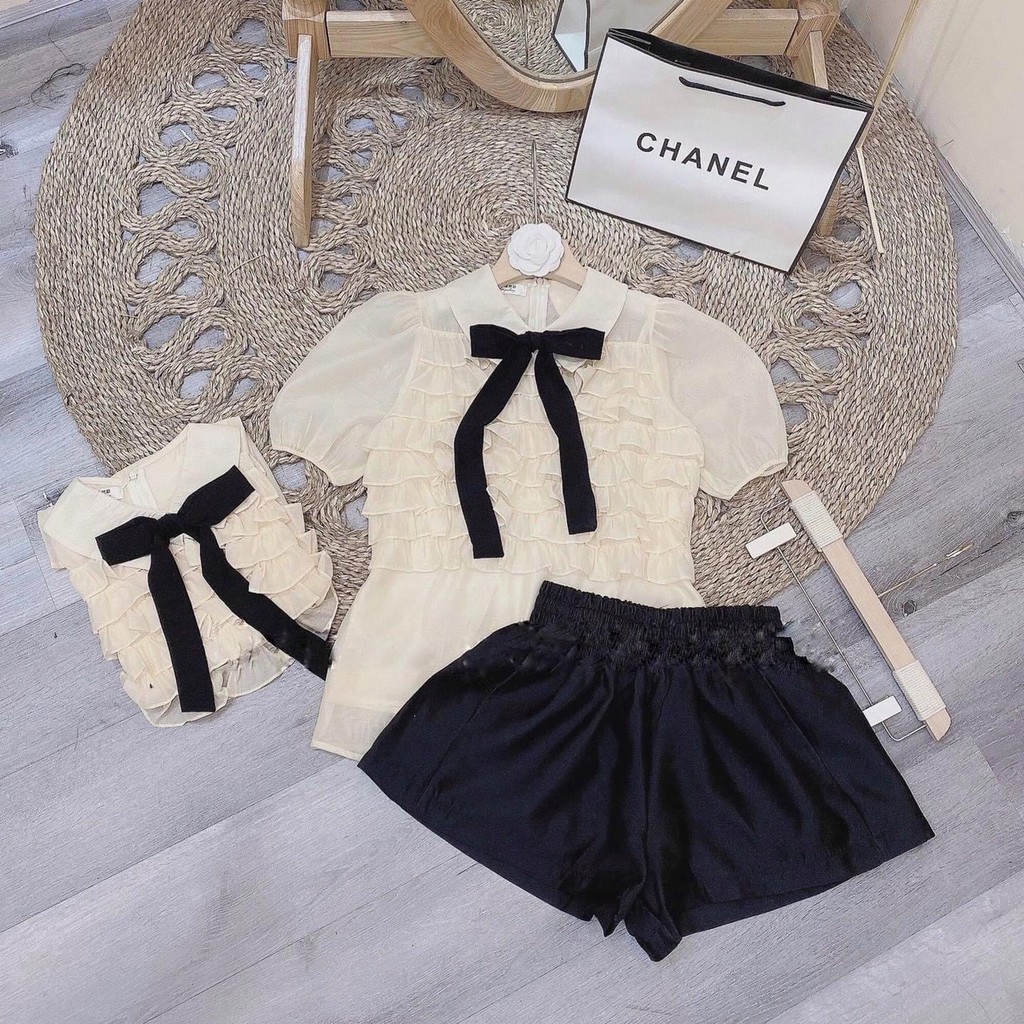 SET ÁO TƠ BÈO XẾP LY NGỰC MIX SOOC ĐEN | BigBuy360 - bigbuy360.vn