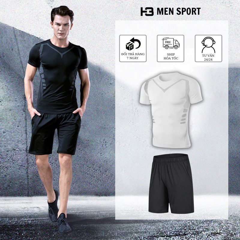 Bộ thể thao nam,quần áo thể thao nam tập gym H3 SPORT, cất co giãn 4 chiều thoáng mát.