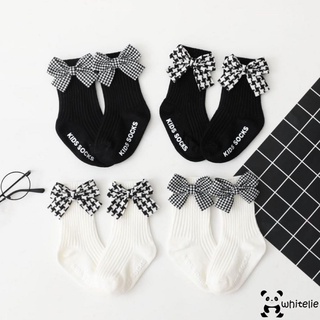 Vớ cotton cổ cao kẻ sọc ca rô cho bé gái từ 0-3 tuổi