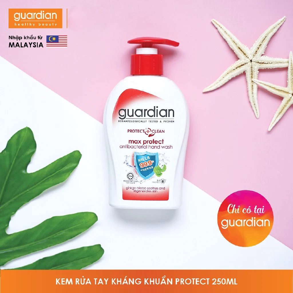 Nước rửa tay Guardian diệt khuẩn 250ml, diệt 99,9% vi khuẩn, xuất xứ Malaysia