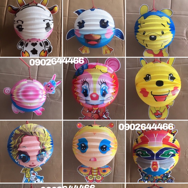 [ Giá Xưởng ] 50 Lồng Đèn Hình Thú Size Trung - Lồng Đèn Trung Thu Giấy Xếp Truyền Thống