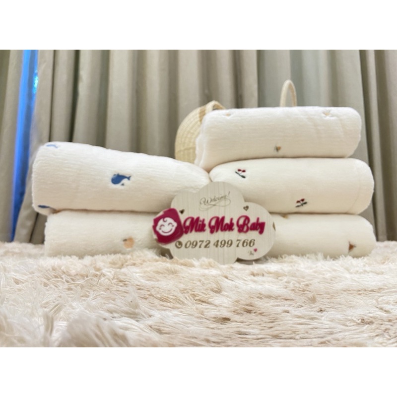 Chăn lông tuyết thêu Dottodot Hàn Quốc cho em bé, hàng siêu mềm, nhẹ, ấm, hàng chính hãng Dottodot
