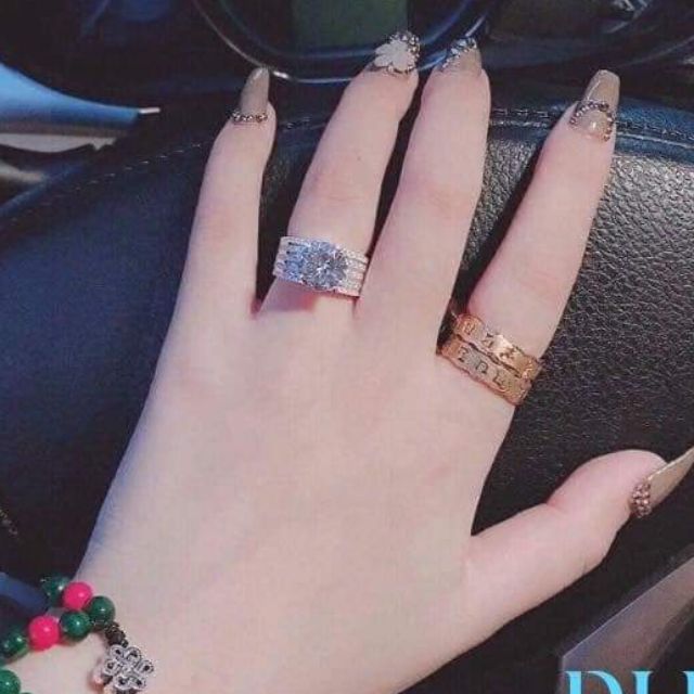 Nhẫn bạc 5 hàng đá