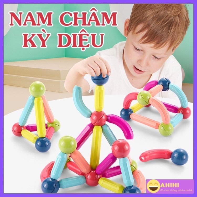 Đồ chơi Xếp Hình Nam Châm, ghép hình nam châm thông minh bộ 36,42,64 chi tiết hàng loại 1 AhihiKids