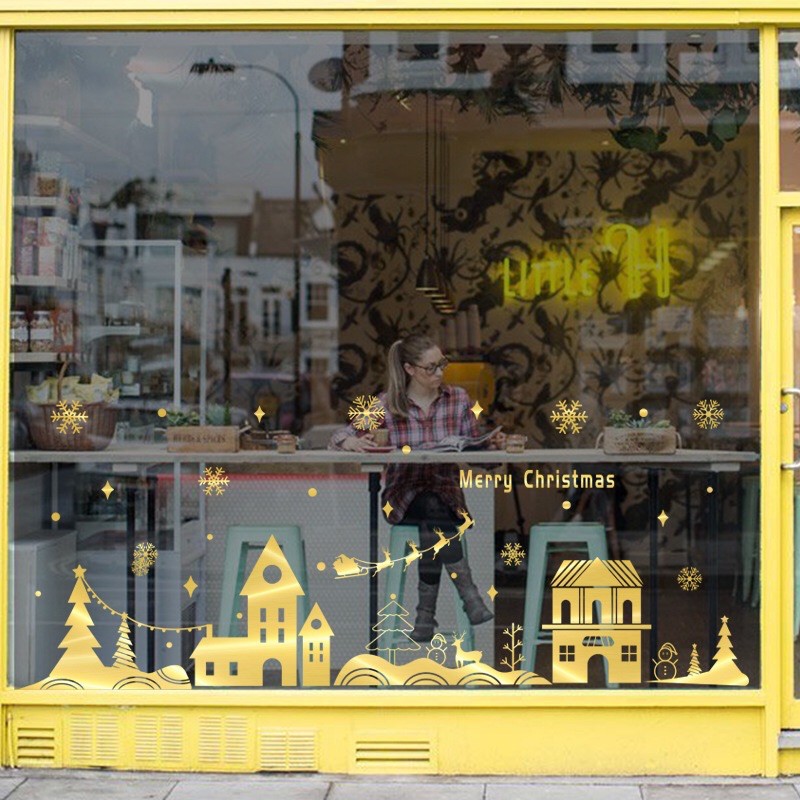 Decal trang trí Noel - Thành phố Ánh vàng cao cấp