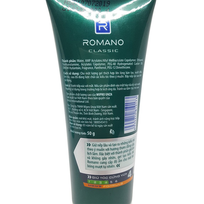 Gel tạo kiểu tóc Romano Classic  (50G)