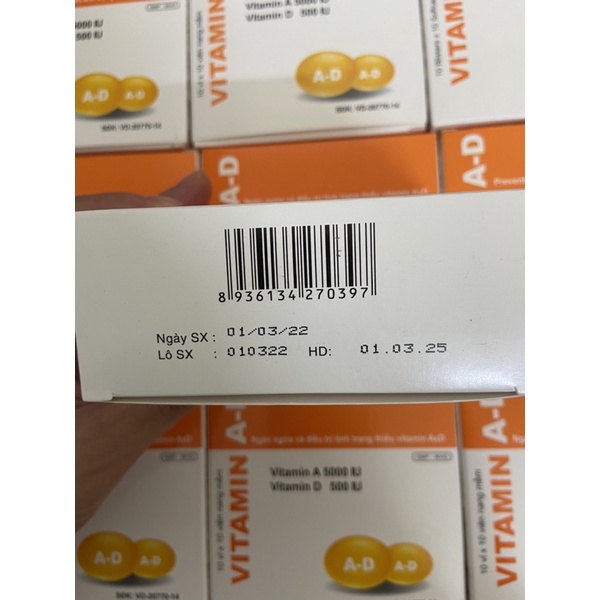 Viên uống Vitamin AD giảm khô mỏi mắt hộp 100v