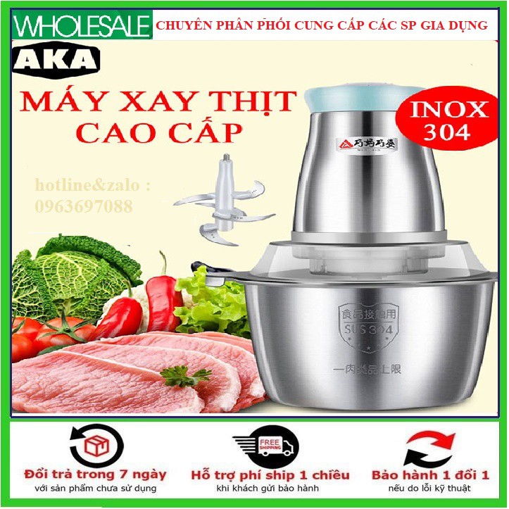 Máy Xay, Máy xay thịt đa năng inox 304 với 4 Lưỡi Dao , Xay Nhanh,Khoẻ,Tiện Dụng