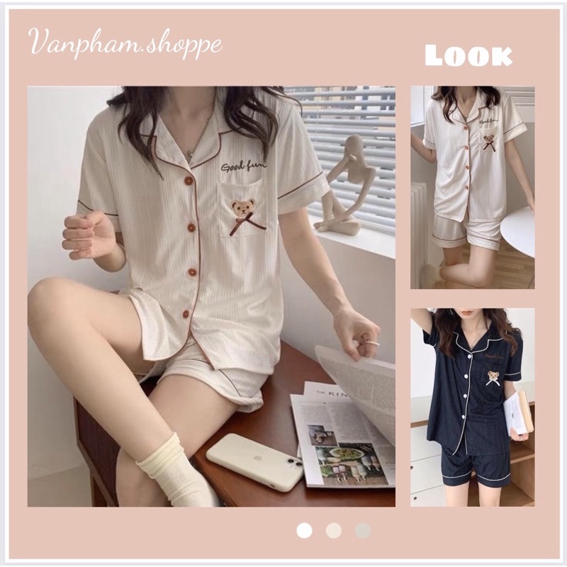 Bộ ngủ pijama hoạ tiết gấu xinh xắn