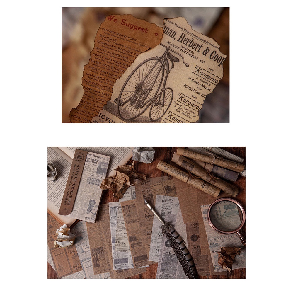 1 set gồm nhiều tờ giấy được in theo phong cách cổ điển dùng trang trí chụp ảnh sản phẩm hoặc trang trí sổ tay v.v...