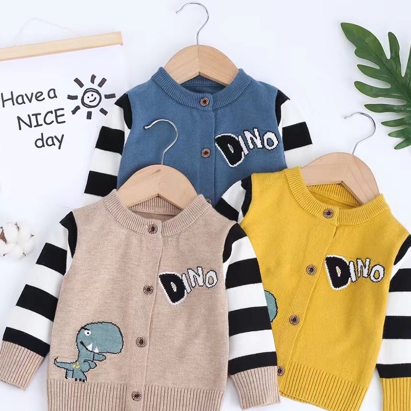 Áo Len Dài Tay Cổ Tròn Cài Cúc Cho Bé Trai Size 80-110, Áo Len Cardigan Bé Trai 1-4Y