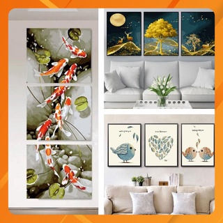 [ORDER ] Tranh số hóa treo phòng khách combo3 đã căng khung painting by number DIY 40x50x3 sale hot
