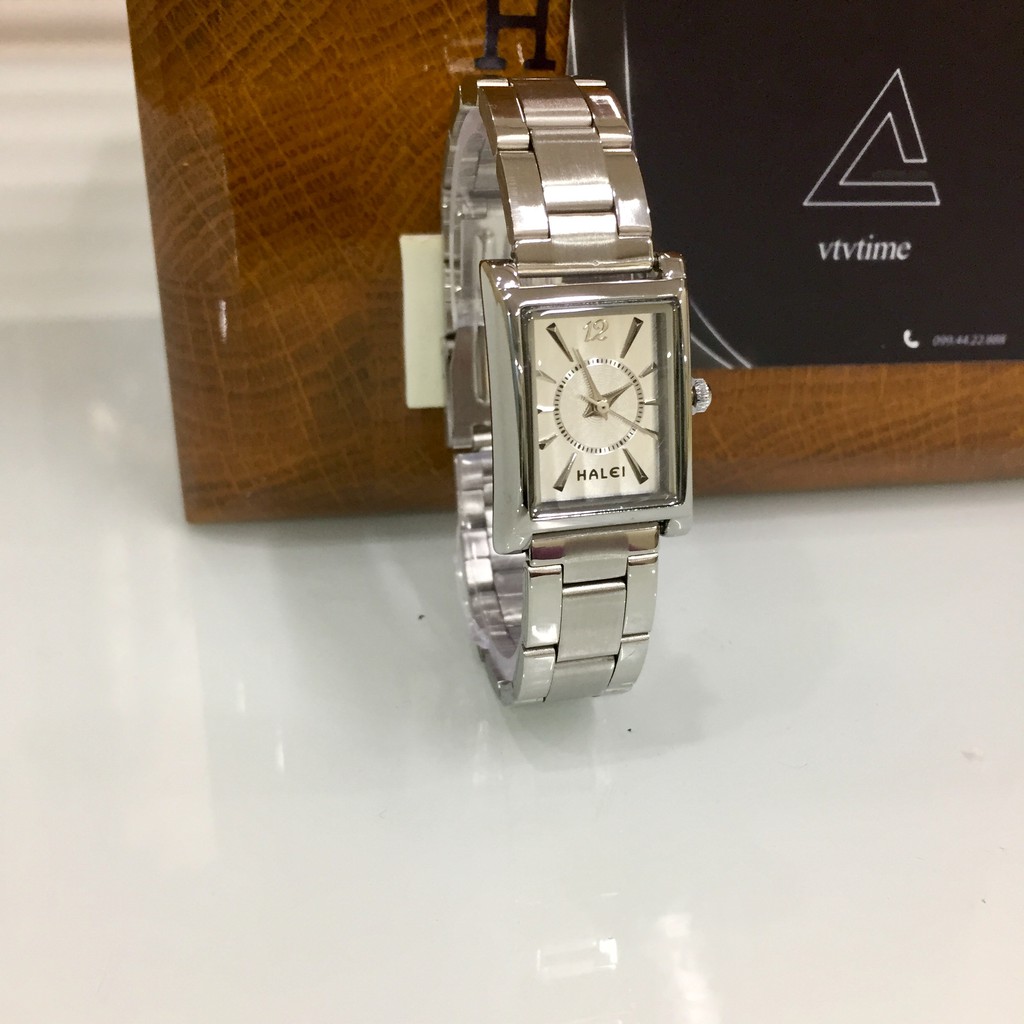 Đồng hồ nữ Halei mặt vuông màu bạc chính hãng chống nước | BigBuy360 - bigbuy360.vn