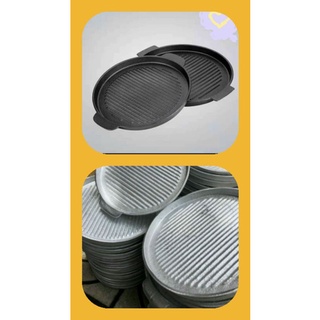 #Sỉ - lẻ# Khay nướng, đĩa gang, chảo nướng chống dính dùng cho bếp cồn, bếp từ, hồng ngoại bằng gang đen-trắng 23- 25 cm
