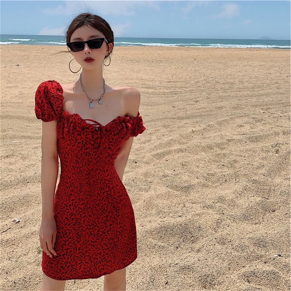 Đầm Tay Phồng Họa Tiết Hoa Phong Cách Mới Dành Cho Nữ