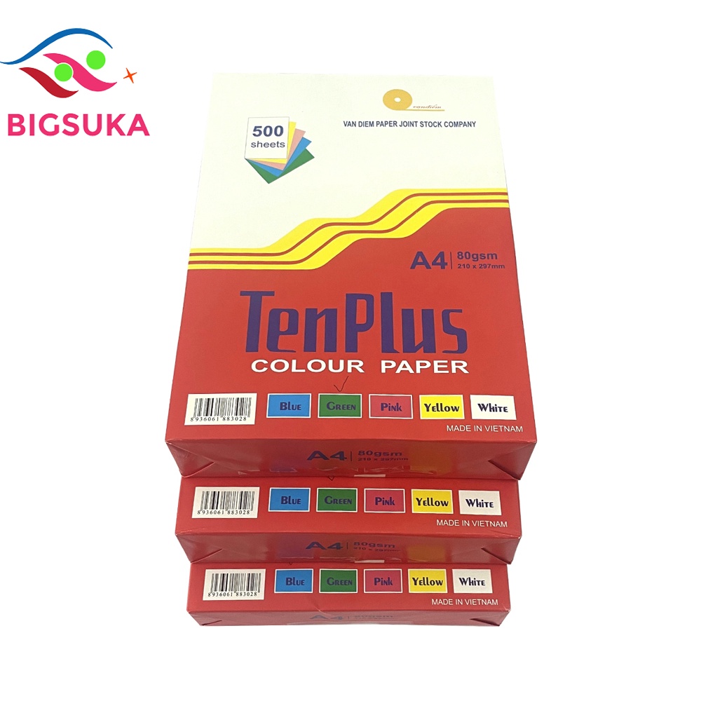 Giấy A4 màu dày 80gsm Paper One 500 tờ BIGSUKA