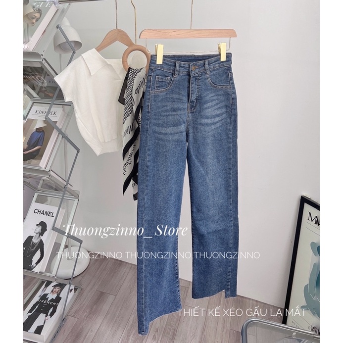 [Ảnh thật/Video]Quần ống đứng Xéo gấu kiểu Hàn Quốc Quần ống đứng ôm chân gọn dáng