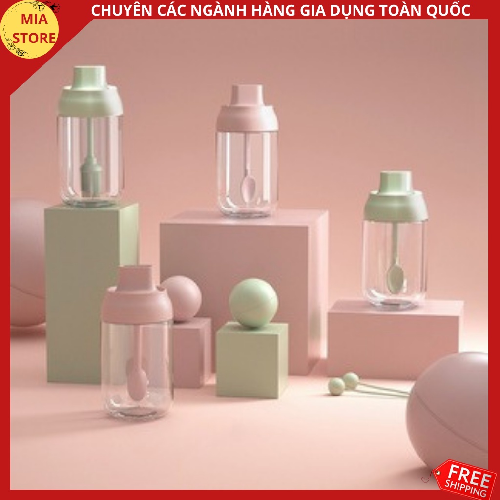Hũ / Lọ thủy tinh IDEA BOX đựng gia vị nhà bếp kèm muỗng cao cấp 250ML