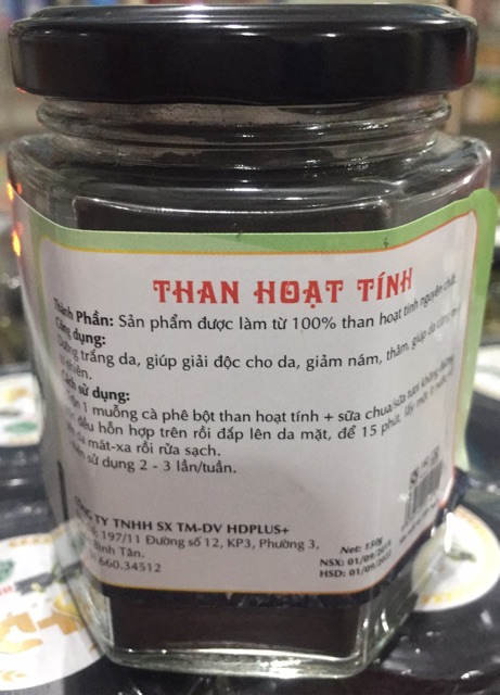 BỘT ĐẮP MẶT NẠ THAN HOẠT TÍNH NGUYÊN CHẤT 150G