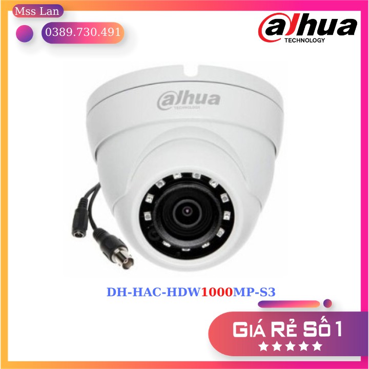 Camera Dahua DH-HAC-HDW1000MP-S3, Độ Phân Giải HD 720P - Hàng Chính Hãng, BẢO HÀNH 2 NĂM