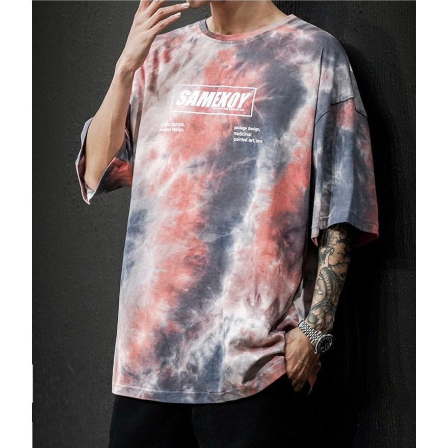 Áo Thun nam nữ UNISEX loang phối màu in chữ samexoy- áo phông tay lỡ cổ tròn chất cotton mát mịn WAT447 phong cách