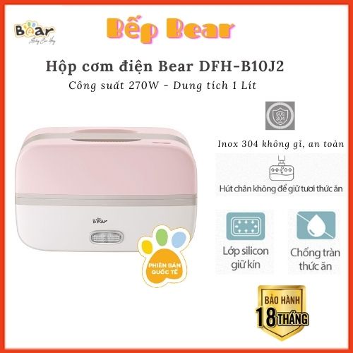 🔥BẢN QUỐC TẾ🔥 Hộp cơm điện cầm tay mini đa năng Bear DFH-B10J2_Bản quốc tế_Bảo hành 18 tháng