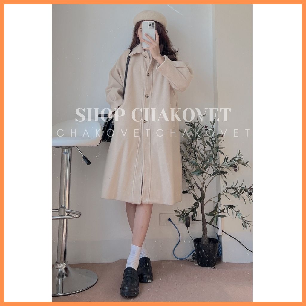 Áo dạ nữ dáng dài cao cấp 2 lớp AD8127, kiểu áo khoác ngoài mùa đông 4 cúc túi chéo tay bo thời trang hàn quốc màu be