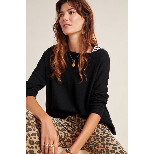 Áo len waffle knit mỏng nhẹ Anthropologie VNXK