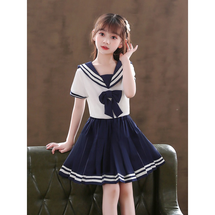 Bộ Đồng Phục Thủy Thủ Ngắn Tay Thời Trang Mùa Hè Cho Bé Gái