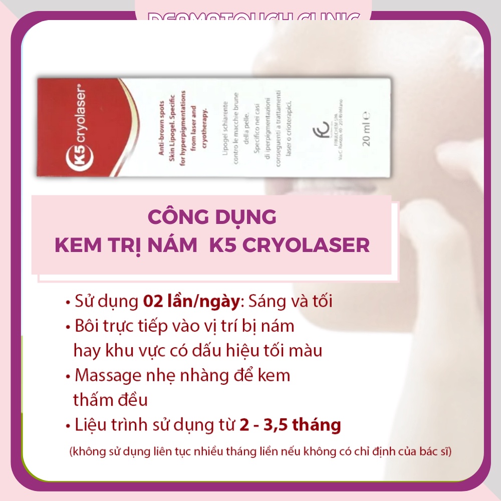 Kem Nám K5 Cryolaser hỗ trợ giảm nám, tàn nhang, dùng cho da nhạy cảm, da sau laser